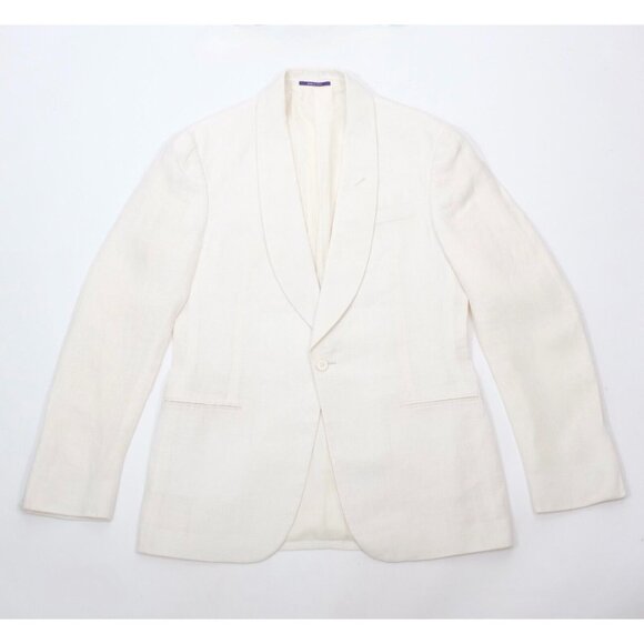 Ralph Lauren Purple Label Dinner Jacket Blazer 38R Kent Shawl Collar Linen cream - Picture 13 of 15